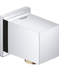 Euphoria Cube Shower Wall Union In Starlight Chrome, Half-Inch NPT Female Threads, Includes Check Valve, Geometric Design