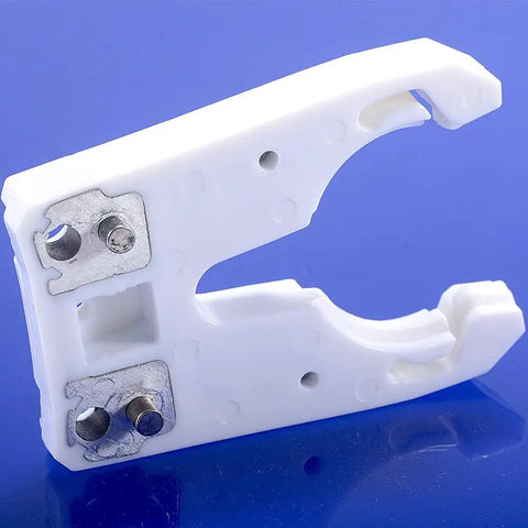 ISO30 Tool Holder Clamp For CNC Machines And Automatic Tool Changer, flame proof rubber claw, close-up view, side angle