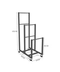 Rock Solid Metal Rolling Cart For Cardboard Storage And Art Drying Rack With Smooth Casters No Sweat Setup Built Tough For Garage Shop Warehouse Organization, dimensions shown.