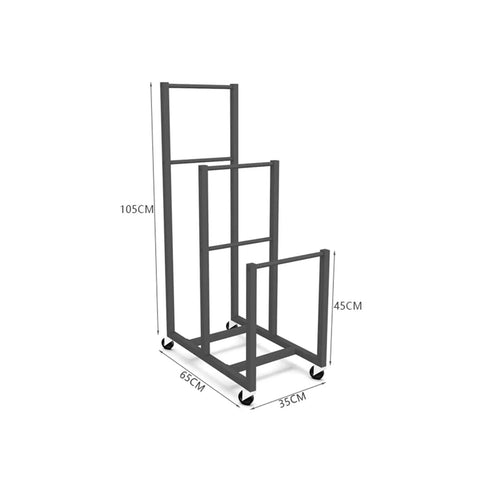 Rock Solid Metal Rolling Cart For Cardboard Storage And Art Drying Rack With Smooth Casters No Sweat Setup Built Tough For Garage Shop Warehouse Organization, dimensions shown.