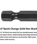 Close-up of 1/4 inch quick change hex shank from 10 Pcs 7 64th Inch Impact Hex Drill Bit Set With Quick Change Driver HSS Black Gold Bits