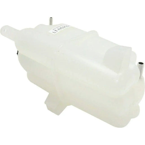 Ready To Bolt On Straight Forward Coolant Reservoir Bottle Direct Swap Overflow Tank For 2004-2015 Nissan Titan Full Size Pickup, clear plastic tank.