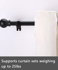 Five Eighth Inch Curtain Rod Set For Windows 32 To 48 Inches Matte Black Heavy Duty Splicing Curtain Rod With Brackets