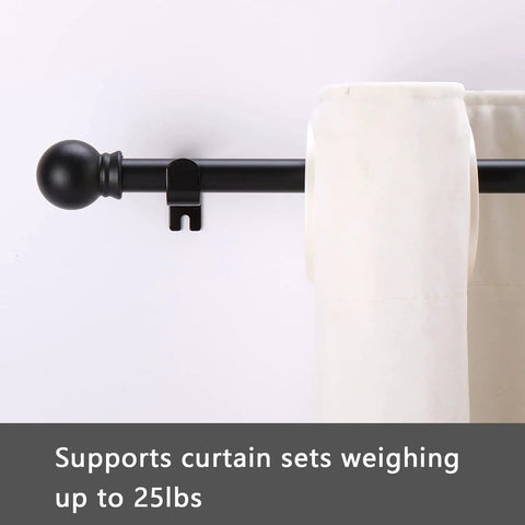 Five Eighth Inch Curtain Rod Set For Windows 32 To 48 Inches Matte Black Heavy Duty Splicing Curtain Rod With Brackets