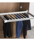 Top Shelf Multi Layer Closet Rack And Ultra Smooth Slide Out Pants Hanger For Jeans Ties Scarves Seamless Drawer Organizer Space Saving Setup Hassle Free with hanging pants.