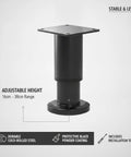Cold Rolled Steel Adjustable Furniture Leg With Black Powder Coat Base For Cabinets And Tables Wobble Free Leveling Support