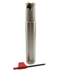 LNMU03 C25 25 150 4T Fast Feed Rough Milling Cutter with red key tool for carbide inserts shown upright