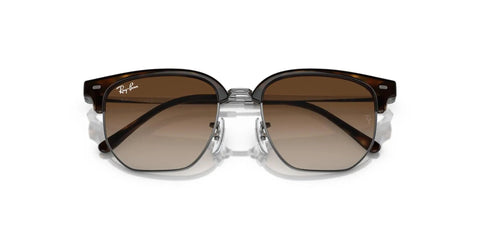 Junior Clubmaster Square Sunglasses With Havana On Gunmetal Frame And Gradient Brown Lenses, 47mm XX Small Fit For Narrow Faces, Trendy Kids Sunglasses For Boys And Girls