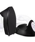 Ultra Compact Mini Heat Press Machine Portable Steam Iron With Charging Base For Diy T Shirts Shoes Bags And Hats, sleek black design.