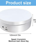 Herxsin Electric Rotating Display Stand 360 Degree Motorized Turntable With Usb Power Cable Showcase For Jewelry Watch Models And Photography Products Smooth Spin White Finish, 120mm diameter, 38mm height.