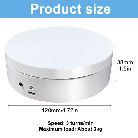 Herxsin Electric Rotating Display Stand 360 Degree Motorized Turntable With Usb Power Cable Showcase For Jewelry Watch Models And Photography Products Smooth Spin White Finish, 120mm diameter, 38mm height.