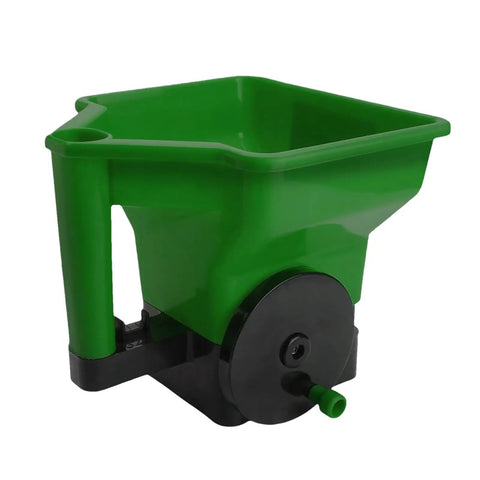 Green Handheld Lawn Spreader With Precise Control And Anti Clog Hopper for Even Seed And Fertilizer Distribution On Lawns