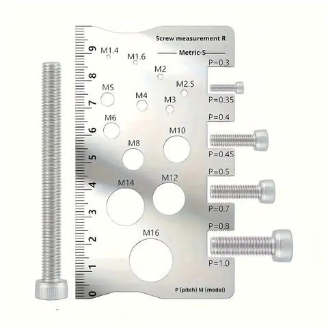 Durable Stainless Steel Screw Size Chart Caliper Thread Gauge Ruler For Threads And Distance Measurement Bolt And Nut Gauge M12