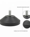 Heavy Duty Adjustable Leveling Feet With Rubber Base To Kill Wobble On Uneven Floors, precision threaded metal body and rubber base.