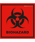 Heavy Duty Biohazard Stickers 5.5 X 5.5 Inch Labels Pack Of 10 No Nonsense Warning Decals on red background.