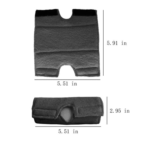 Universal Welding Helmet Rear Sweatband With Air Cushion Foam, showing dimensions and Velcro attachment in durable black