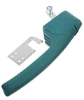 Upgrade Your Kitchen Gear With This Heavy Duty Commercial Oven Handle, sturdy green grip with metal latch for industrial use.