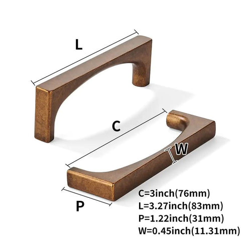 Badass Heavy Duty Two Pack Antique Brass Cabinet Pulls With 3 Inch Spacing Top Grade Zinc Alloy Build smooth operation dimensions shown.