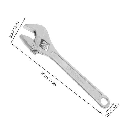 Heavy Duty 8 Inch Adjustable Wrench With Extra Wide Jaw And Ergonomic Comfort Grip, high carbon steel spanner on white background