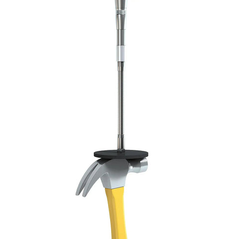 Telescoping Magnetic Pickup Tool With Bendable Hose Extends From 16 To 42 Inches lifting a hammer with 78 lb magnet