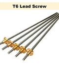6mm T6 Lead Screw With Copper Nut For 3D Printers, Stainless Steel Trapezoidal Rod, Heavy Duty Linear Motion Screw