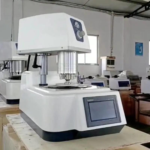 Straight Up Heavy Duty Metallographic Grinding And Polishing Machine With Smooth Variable Speed And 250Mm Prep Plate in lab setting.