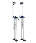 Beefed-Up Adjustable 24 To 40 Inch Aluminum Drywall Stilts For Painting And Taping, lightweight silver stilts with anti-skid rubber soles