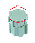 Close-up of 10 Pack Adjustable Water Flow Mushroom Bubbler Heads For 360 Degree Coverage Drip Irrigation Emitters Ideal For Garden Lawn Flower Beds Greenhouse Fits Half Inch Tubing Shrub Head Watering System showing on-off mechanism.