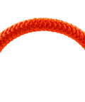 Close-up of 16-strand neon orange polyester covering from Heavy Duty High Visibility Steel Core Flip Line Kit For Tree Climbing Five Eighths Inch