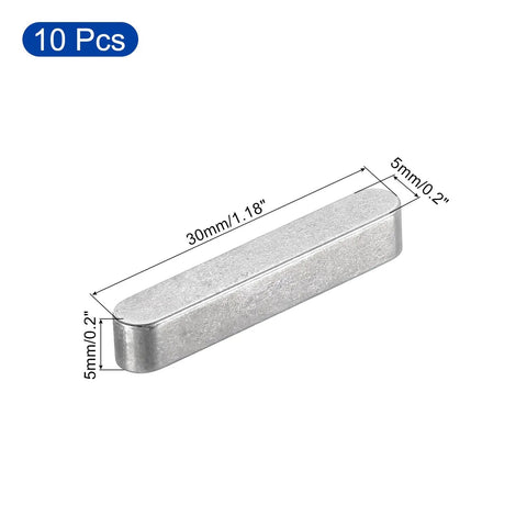 10 Pcs Round Ended Feather Key 5x5x30mm Stainless Steel Durable Key Stock for Parallel Drive Shafts and Fasteners in Mechanical Industry Beefy Rust Resistant and Wear Resistant Precision Ground Heavy Duty Fit, 5x5x30mm