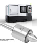 MT1 triple-bearing live center for metal lathe; silver hard alloy steel with conical tip, 600 lb load capacity.