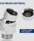 All Metal Swivel Ball Shower Head Adapter With Heavy Duty Adjustable Arm Extension Connector And Pivot Ball For Easy Angle Change Universal Shower Component Brass Build Rust Proof Silver, solid brass adapter