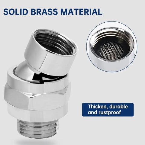 All Metal Swivel Ball Shower Head Adapter With Heavy Duty Adjustable Arm Extension Connector And Pivot Ball For Easy Angle Change Universal Shower Component Brass Build Rust Proof Silver, solid brass adapter