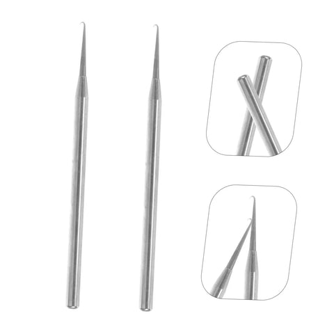 Six Piece Stainless Steel Eyeglass Repair Hook Tool Set For Half Frame Glasses, Portable Eyewear Fixing Needle shown close-up