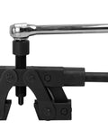 Beast Of A Roller Chain Breaker And Detacher For Chain Sizes 100 Through 180 Heavy Duty Tool in use with wrench on chain link