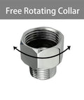 Swivel Garden Hose Adapter 3/4 GHT Female To 1/2 NPT Male Brass Fitting Chrome Finish Easy Rotating Nut For Quick Leak Free Connection From Hose To Shower And Other Outdoor Water Accessories, chrome brass adapter with free rotating collar