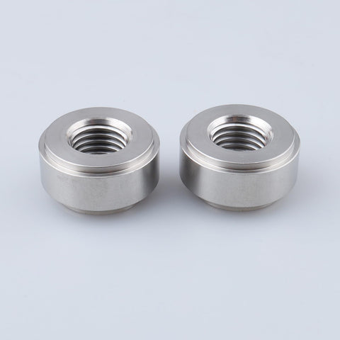 Rock Solid Female M12 X 1.5mm Metric Weld On Bung Fitting Clean Step Profile Crafted From Sus304 Stainless Steel Built Tough For Custom Oil Pan Fabrication Radiator Upgrades And Tank Mods Pack Of Two with threaded openings.
