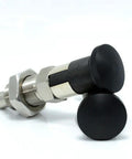 Slick Heavy Duty Stainless Steel Retractable Plunger Lock Pin For Toolbox Slot Locator With Quick Release Pull Ring. Close-up view.