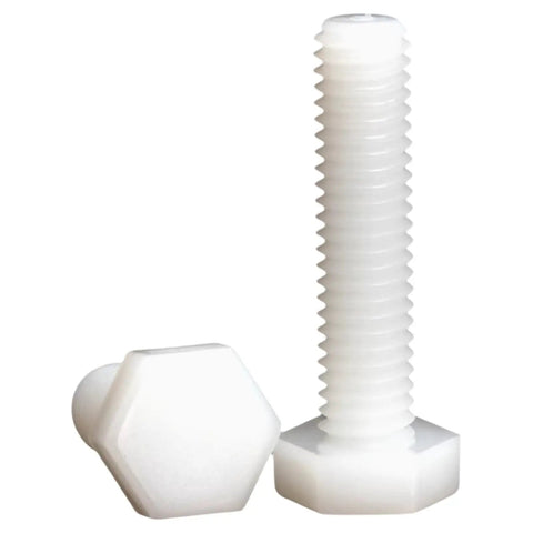 Top Shelf M6x70 Nylon Hex Head Screws Assortment Kit with Nuts and Washers, Chemical Resistant PA66 Plastic Fasteners shown in image.