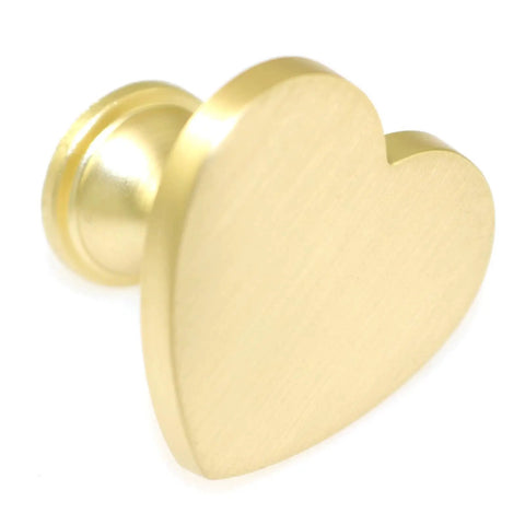 Heart Shaped Single Hole Door Knob Set, 4 Pack, zinc alloy cabinet pulls with key hooks, 34mm gold finish, easy grip