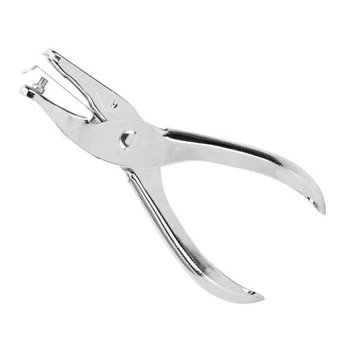 Heavy Duty Stainless Steel 3mm Hole Punch Set Handheld Paper Punch Pliers for DIY Tickets and Crafts ergonomic grip close-up view