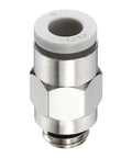 Push To Connect Fittings For 0.16 Inch Tube M6 Male Thread Quick Connect Air Line Adapter Nickel Plated Brass Straight Pneumatic Connector Plug And Play White Finish