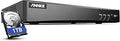 4K 8 Channel AI DVR with Human and Vehicle Detection, black box design, includes 1TB hard drive, 5-in-1 hybrid recorder front view