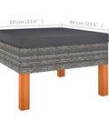 9 Piece Outdoor Garden Lounge Set With Weather Resistant PE Rattan And Steel Frame Zippered Cushions, square ottoman detail