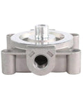 Remote Mount Diesel Engine Coolant Filter Head Water Filter Holder Replaces Part 204163, stainless steel, front view.