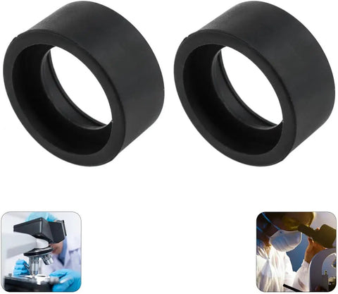 Two Pack Rugged Rubber Eyecups For Microscopes Fits 32mm To 36mm Oculars Replacement Eye Guard For Stereo Microscopes With Flat Surface Angle Protects Lenses From Dust And Oil While You Work, black