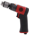 Air Powered Drill Beast Mode Power with 3/8 Inch Keyed Chuck, pistol grip, black and red design, side view