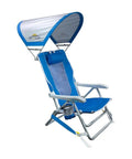 SunShade Backpack Beach Chair With Adjustable Canopy, 4 Position Recline, Cup Holder, Durable Armrests, Saybrook Blue