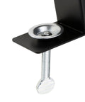 Close-up of adjustable Deck Torch Clamp Bracket Set for Outdoor Mounting on Porch Rail Table Fence, black powder coated