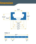 Dimensions of Double Cut Profile T Track And Knob Kit For Woodworking Jigs, 24 Inch Universal T Track Bars